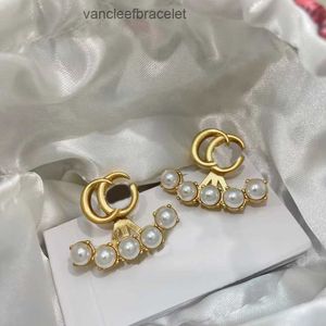 Boucles d'oreilles de créateurs pour femmes mode double g lettre perl stud aretes orecchini 18k or 925 aiguille en argent marque de fête de mariage