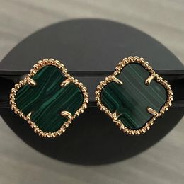 Pendientes de diseño Pendientes de trébol de cuatro hojas para mujer Pendientes de oro de 18 quilates Ágata chapada para mujer Joyería de diseño Pendientes de flores 2024