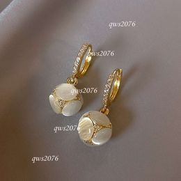 Boucles d'oreilles de créateur en or, œil de chat, boule ronde, avec diamants, accessoires pour femmes