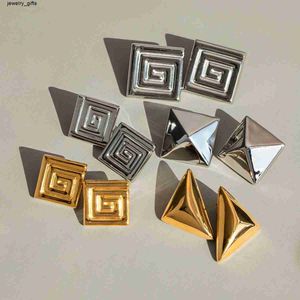 Designer oorbellen gouden knoop geometrische vierkante oorbellen voor vrouwen glanzende vergulde mode -oorbellen steden schattige dagelijkse slijtage sieraden