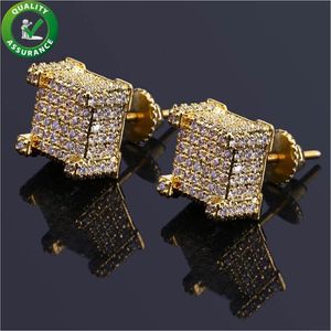 Boucles d'oreilles de créateurs Hip Hop Bijoux Luxe Stick Boucle d'oreille Mens Stud Boucles d'oreilles Glacé Diamant Cubique Zircone Bijoux Or Argent Blin216F