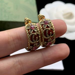 Boucles d'oreilles de créateur fil de fleurs rouges diamant g bijoux de fiançailles