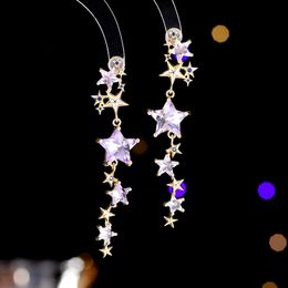 Les boucles d'oreilles créatrices brillent avec des étoiles d'oreille et l'élégance aiguille en argent de haute qualité cinq boucles d'oreilles de météore à cinq points pointues bijoux