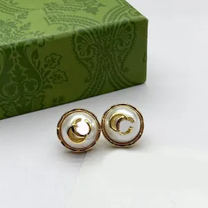 Orecchini di design Orecchini a bottone Gioielli di lusso Fascino Orecchini con ciondolo di perle Orecchini a bottone Donna Orecchini a cerchio Orecchini a bottone placcato oro 18k Regalo di nozze Bijoux De Luxe 2310311D