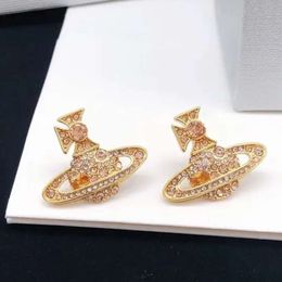 Pendientes de diseñador Stud Vivian Women Luxury Fashion Jewelry Earing Metal Pearl Pearring Mujer Flujo de marea Diseño2024