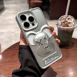 Designer Electroplated Cartoon Stéréoscopique Violent Bear silicone pour iPhone 15 14 13 12 11 Pro max 14plus 7 8 plus X XR XS xsmax étui en cuir rigide