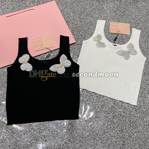 Crystal Butterfly Top Femmes Stretch Tanks Top Style Casual Style Knits T-shirt Designer Sans manches