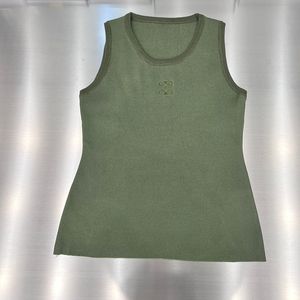 Designer brodé femmes réservoirs Singlet de luxe tricoté blanc vert débardeurs été décontracté quotidien décontracté tricots t-shirts