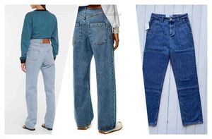 Diseñador bordado Anagram Jeans Mujer Otoño Invierno Jeans moda Pantalones rectos estilo Casual pantalones sueltos