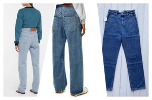 Diseñador bordado anagrama mujeres otoño invierno jeans moda pantalones rectos estilo casual pantalones sueltos