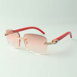 Lunettes de soleil en diamant sans fin 3524025 avec verres à bras en bois rouge, ventes directes, taille: 18-135 mm