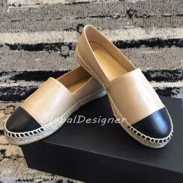 Designer Espadrilles Fisherman Shoes Fashion Women Scuff Casual Summer Loafer Flat Mules Lambskin Leather Wollen Tweed Shoes Comfort Dress Fabric Sandals Box