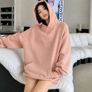 Designer Ess Couleur Automne Rose Peluche Épaissie Sweat à capuche Nouveau style pour femmes