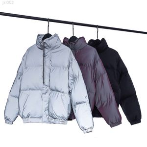 Parkas Abrigos Diseñador Esstenials Chaqueta Abrigo Invierno Cálido Chaqueta de algodón Moda Marca Niebla Colorido Púrpura Reflectante High Street Mens Casual Down Chaqueta de algodón Mujeres