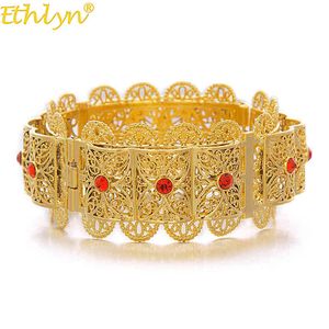 Diseñador Ethlyn Jewelry Big Bangle para mujer Color dorado Dubai Etíope Pulsera Rojo / azul / verde / blanco Árabe Medio Oriente Estilo B069