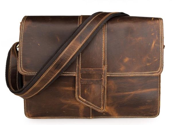 Bolso de hombre de cuero de estilo euroamericano de diseño, bolso de hombro individual, bolso de hombro individual de sección transversal de cuero 7263
