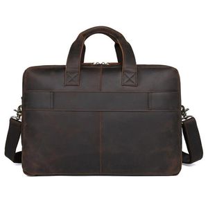 Diseñador-Bolso de negocios con múltiples bolsillos de estilo vintage europeo y americano, bolso de cuero para hombre Mad Horseskin, maletín grande