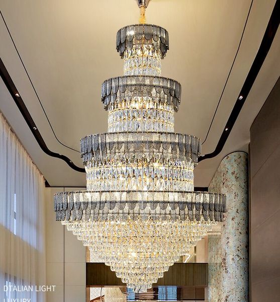 Designer de style européen Duplex Villa Loft Lampes suspendues Lustre en cristal Haut de gamme Hôtel KTV Lobby Projet Centre de vente Lumière