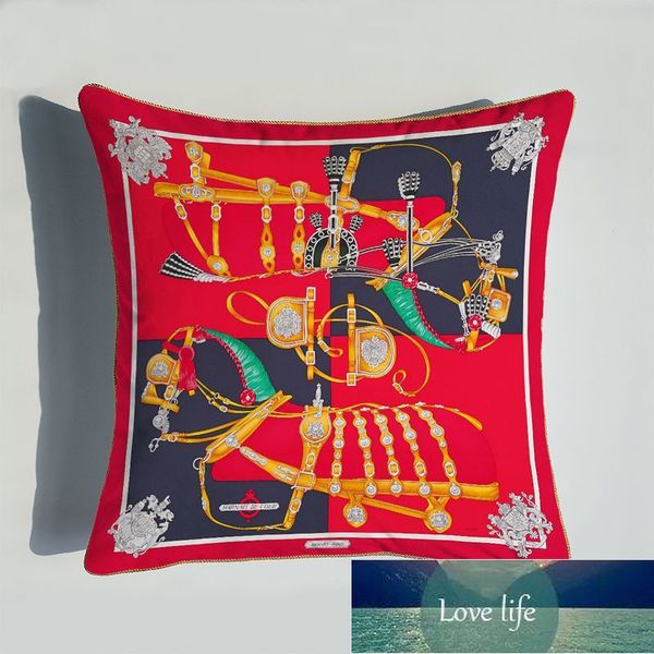 Designer de style européen léger luxe velours rouge duplex impression oreiller coussin canapé coussin de dossier modèle décoration de chambre oreiller de soutien lombaire