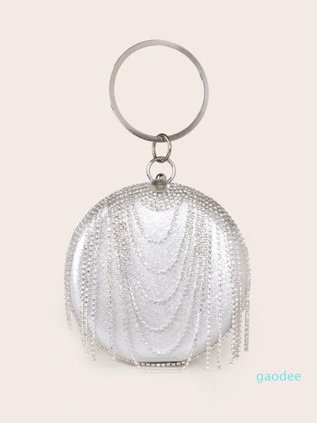 Bolsas de la noche de diseñador Moda para mujer Tassel Diamonds con cuentas embrague bolso de boda láser hombro fiesta lasides estuche de oro oro