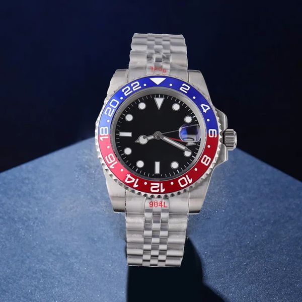Diseñador caro reloj de alta calidad para hombre Water Ghost Green GMT mecánico dos veces Niji correa de acero reloj agente de fábrica