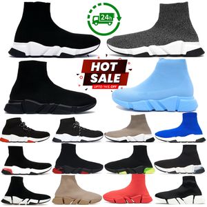 Zapatillas de calcetín de diseñador hombre mujer Graffiti Blanco Negro Rojo Beige Rosa zapatillas de deporte de velocidad con plataforma