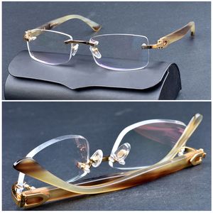 lunettes de créateurs cornes importées naturelles jambes lunettes de myopie sans cadre monture hommes et femmes avec le même must-have décontracté d'affaires haut de gamme pour les personnes qui réussissent