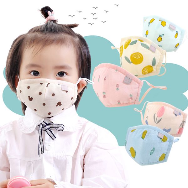 Masque de créateur Masques de visage en coton pour enfants mignons Lavable anti-poussière Élastique Boucle d'oreille Fantaisie Dessin animé Imprimé renard Enfants Bouche Couverture