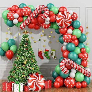 Fournitures de fête de noël, ensemble de ballons, béquilles, bonbons, Film en aluminium, décoration, arc du nouvel an