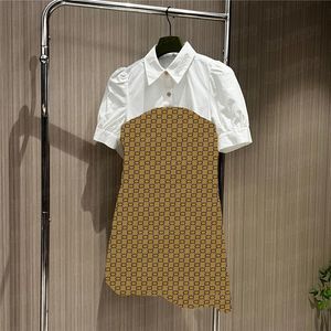 Designer Fake Two -Piece jurken Women Clothing Jacquard Letter Skirts Puff Sleeve Sweet Girls Jurk voor feest bruiloft
