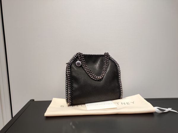 Bolso de diseñador Falabella, bolso de mano pequeño para mujer, bolsos de compras metálicos, bolso de mujer, bolso de hombro de cuero cepillado vegetariano