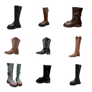 Diseñador Otoño Invierno Botas largas Botines Cálidos zapatos de mujer Negro Blanco Marrón botas al aire libre eur35-40