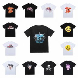 Diseñador Vlone Camiseta para hombre Camisetas para mujer Vlones Skull Camisetas estampadas Hip hop Manga corta Algodón Camisetas de verano Camiseta con cuello redondo Tamaño S-XL 14 colores