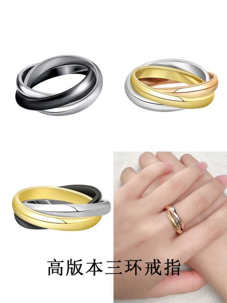 Diseñador Fashion 18k Gold Chaped Carter misma Tres anillo Pareja de colores