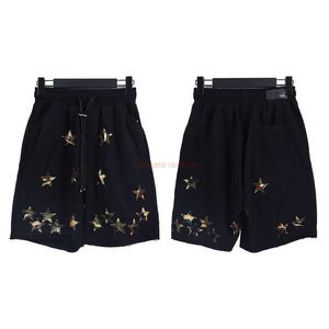 Designer Mode Casual Vêtements Amires Shorts Amies Summer Pentagram Cuir Bordure Shorts High Street Casual Sports Pantalons pour Hommes Femmes Beach Fitness Outdoor Jog