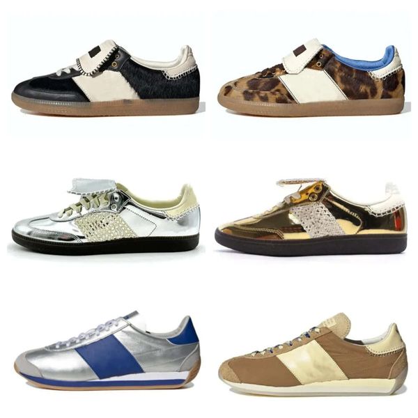 Designer Fashion Classic Mens Casual Shoes Leopard Print Original Country Wales Bonner Vintage Vintage Sneakers Low Non Slip Sole extérieure