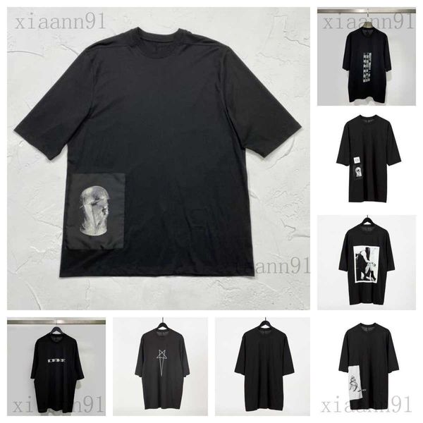 Designer Fashion Classic Rick Owenes T-shirt Dark Series Série Impression multiple High Edition Mens Femmes surdimensionnées T-shirt Black Pure Coton Loose Shirts