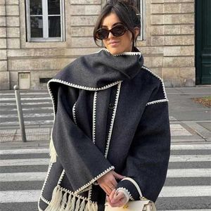 Designer Mode Kleding Dameswol Blends Women Splice Cashmere Coat Autumn Winter Warm Streetwear