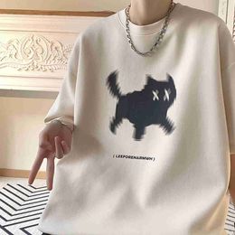 Diseñador de ropa de moda Camisetas de hip hop Camisetas de rock Camiseta con estampado de gato Diseño de ropa estadounidense de moda de verano para hombres con un sentido de la moda