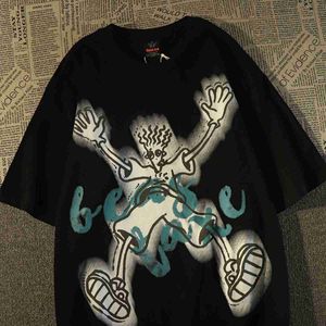 Diseñador de ropa de moda Camisetas de hip hop Camisetas de rock Camiseta 100% algodón Camiseta de manga corta de dibujos animados de hip hop estadounidense Hombre Gordo Xia Gao Street Pareja Deportes