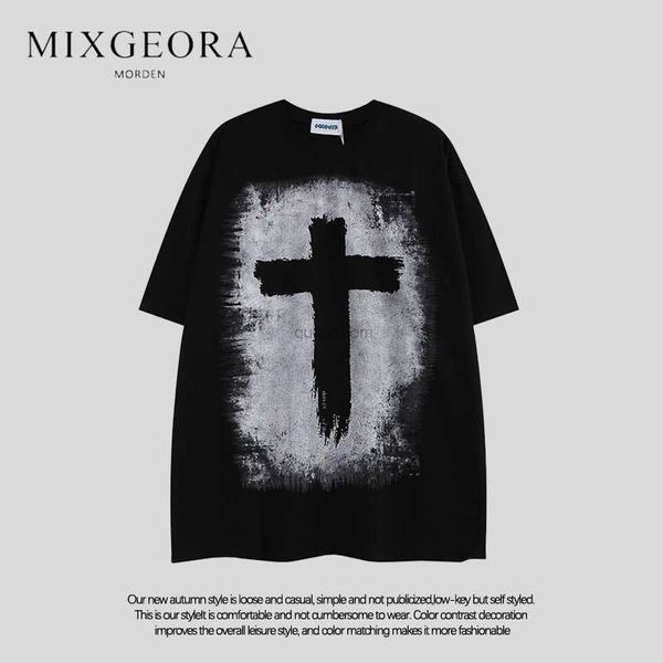 Designer Fashion Clothing Hip hop Tees Rock Tshirts Mix Geora100 260g Pur Coton Graffiti Imprimé T-shirt à Manches Courtes pour Hommes Insets Style et Quarter Sleeve Tren