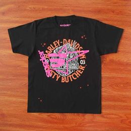 Diseñador de ropa de moda Camisetas de hip hop Camisetas Young Thug Star Same Sp5der 555555 Camiseta rosa de manga corta