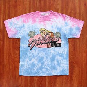 Diseñador de ropa de moda Camisetas de hip hop Camisetas Vertarae Beach Girl Tie Dyed Printed Beach Girl Camiseta de manga corta de algodón puro