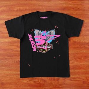 Designer mode kleding hippe tees Thug Star Same Sp5der 555555 roze T-shirt met adelaarsmouwen
