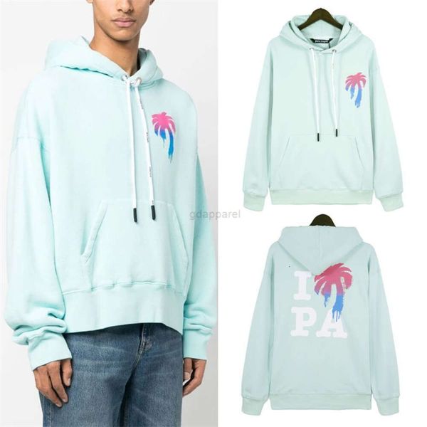 Vêtements de mode de luxe Sweatshirts pour hommes Palms Angel Angels Palmiers dégradés Arbre Pull bleu clair pour hommes et femmes High Street Fashion Brand Loose Sweat à capuche