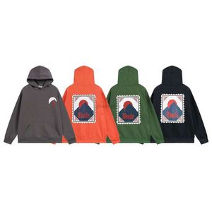 Vêtements de mode de luxe pour hommes Sweatshirts la version correcte du sweat à capuche imprimé Rhude Sunrise à la mode Automne Lâche Casual Hommes et Femmes Couple À Capuchon Pu