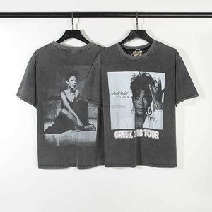 Designer Fashion Clothing Luxury Mens T-shirts Jerry Same figuur American High Street Fashion Brand Wash Vintage T-shirt met korte mouwen voor mannen en vrouwen los 2023