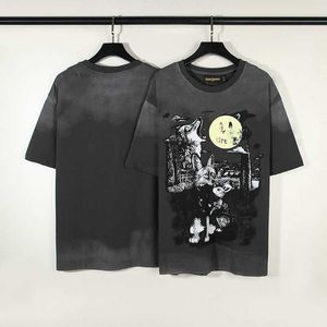 Diseñador Ropa de moda Camisetas para hombre de lujo Camisetas Drevv Skate House Luna llena Lobo gris grande Conejo Cara sonriente para hombres y mujeres viejos Camiseta de manga corta