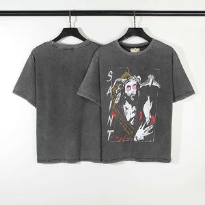 Vêtements de mode de créateurs T-shirts de luxe pour hommes T-shirts Love Satan Broderie Made Old Wash T-shirt à manches courtes pour hommes Beau style de printemps et d'automne épais et solide