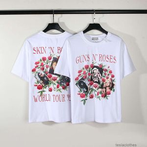 Vêtements de mode de créateurs T-shirts de luxe T-shirts American High Street Gunfire B Old Rose Print Vtg Loose Casual T-shirt à manches courtes